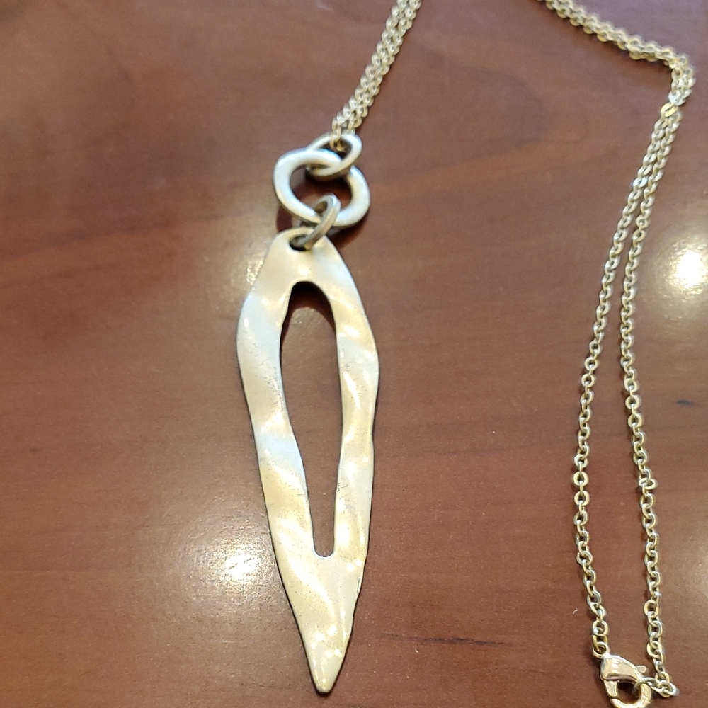 Brushed Metal Goldtone Necklace